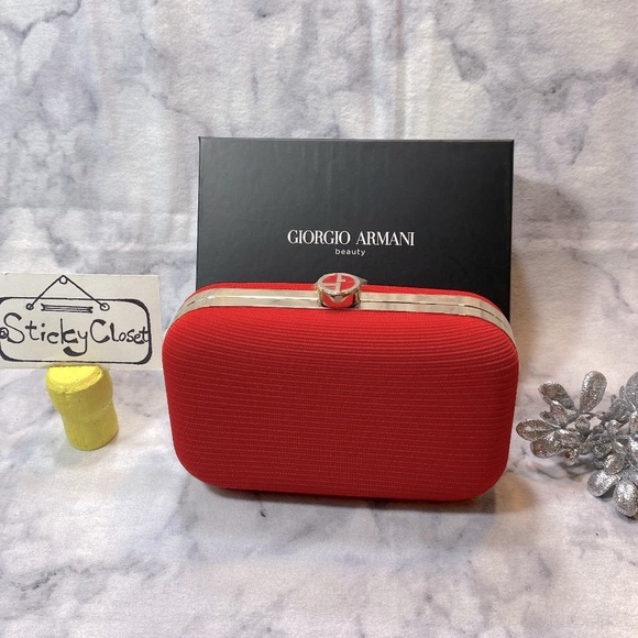 Giorgio Armani Red Hard Clutch, NEW